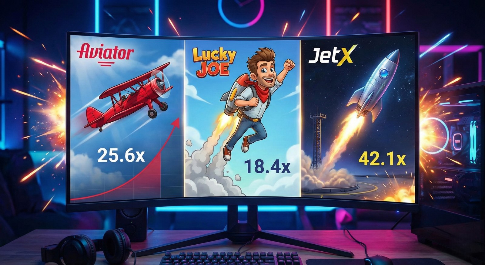 Najlepsze gry typu Crash: Aviator, JetX i Lucky Joe. Wysokie wygrane i mnożniki. Najpopularniejsze gry crash: Aviator, Lucky Joe i JetX na monitorze gracza. Sprawdź wysokie mnożniki i wygrywaj w sieci